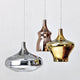 Lodes Nostalgia Glass Small 12cm LED Hängelampe in drei geschwungenen Formen und verschiedenen Farben.
