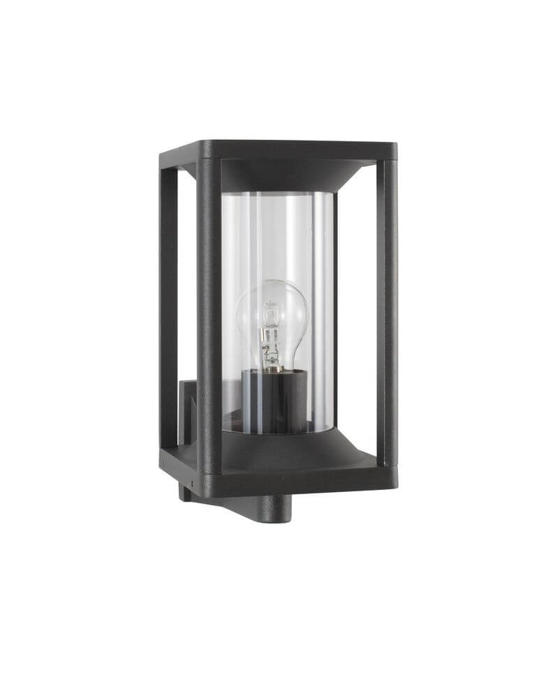 Loeve Außenwandleuchte Anthrazit IP65 in modernem kubischen Design mit klaren Linien.