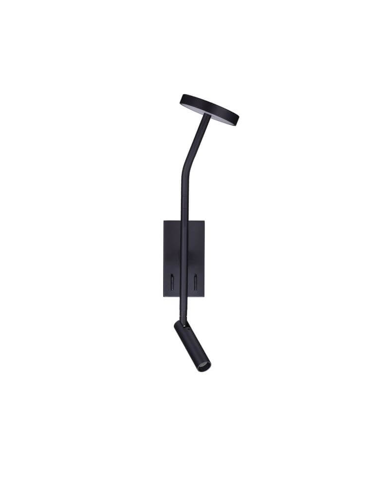 Logos Wandleuchte 3000K Schwarz auf einem Wandhalter montiert in modernem Design.