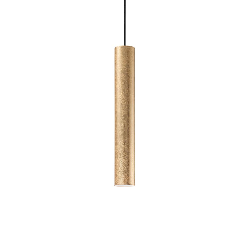 Lampa wisząca cylinder Ø 6 cm prawdziwy złoty liść
