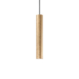 Lampa wisząca cylinder Ø 6 cm prawdziwy złoty liść