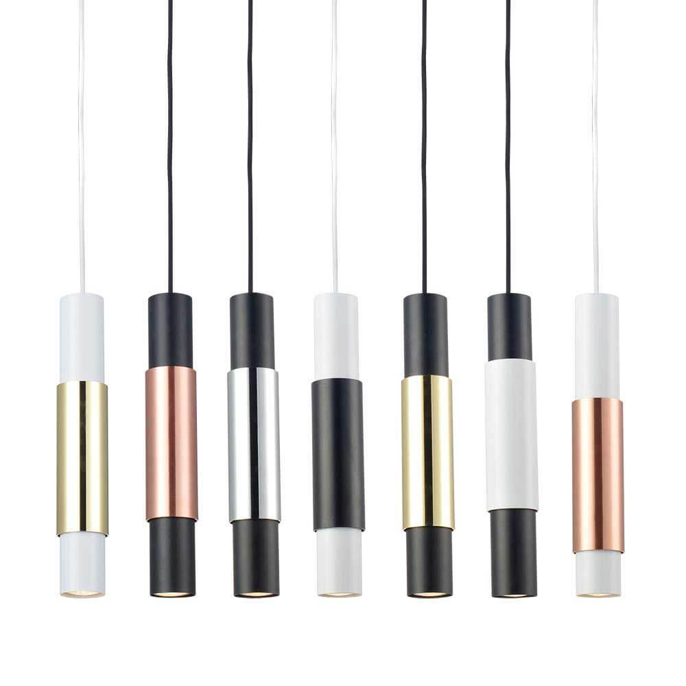Look Pendelleuchte Zylinder Ø 6cm Weiß in eleganten Varianten mit klaren Formen, ideal für stilvolle Beleuchtung.