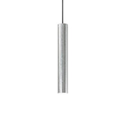 Look pendant light cylinder Ø 6cm genuine silver leaf, slim shape, modern living room lighting.