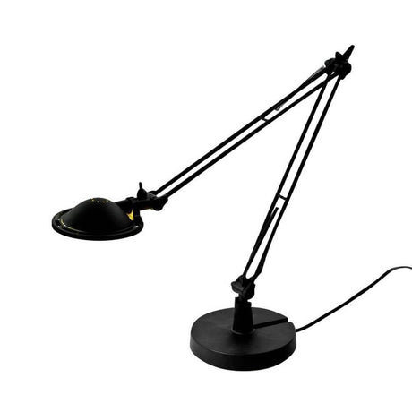 Luceplan Berenice Piccolo Tischlampe mit flexiblem Schwenkarm und rundem Sockel, modernes Design.
