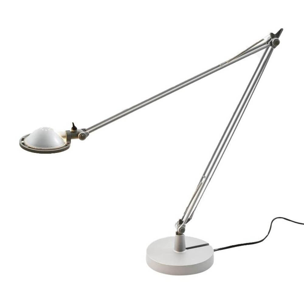 Luceplan Berenice Schreibtischlampe mit flexiblem Arm und 360° drehbarem Leuchtkopf, ideal für präzises Arbeiten.