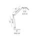Luceplan Fortebraccio LED Tisch- & Wandleuchte (Körper) 3000K Diagramm mit Abmessungen und Lichtstrahl-Einstellungen.