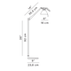 Maßzeichnung der Luceplan Fortebraccio Stehlampe 92cm (Körper) mit Abmessungen in cm.