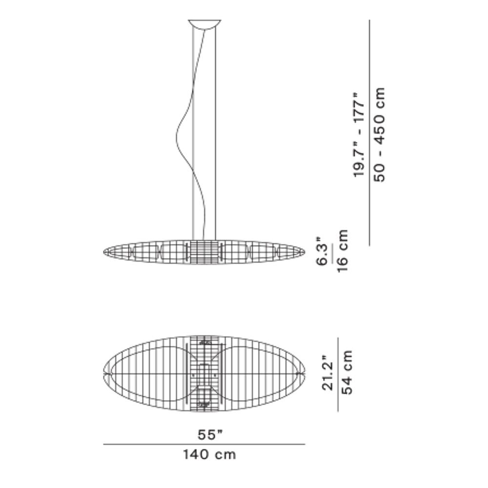 Lampada sospesa Titania Queen 140 cm