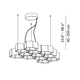 Luceplan Honeycomb LED Hängeleuchte mit 12 Waben 3000K Weiß in technischer Zeichnung, Maße 69-245 cm.