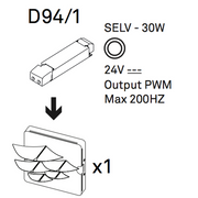 Luceplan Ivy LED driver pour applique encastrée, représentation schématique des spécifications techniques.