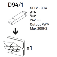 Luceplan Ivy LED driver for recessed wall light, schematic representation of the technical specifications.