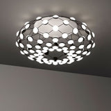 Luceplan LED Deckenlampe Mesh Ø 72cm mit originellem Design von Francisco Gomez Paz in Schwarz und Edelstahl.