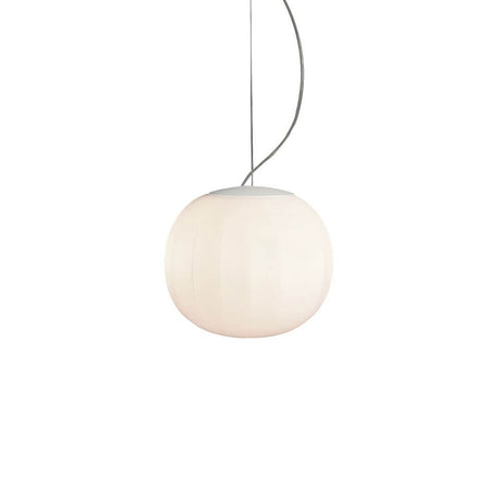 Luceplan LED Hängelampe Lita Ø 14cm Glas, runde Pendelleuchte aus mundgeblasenem Opalglas mit eleganter Struktur.