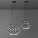Luceplan LED Hängelampe Mesh Ø 55cm, max. 100cm in schwarzem Drahtgitter-Design mit LED-Lichtern.