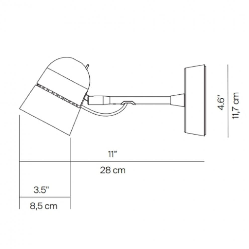 Luceplan LED Wandspot Counterbalance technische Zeichnung mit Abmessungen