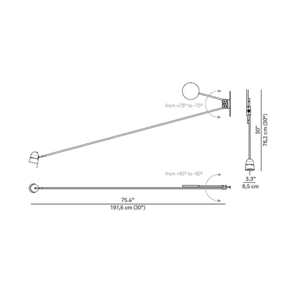 Lutsplan -LED -seinämävalot vastapainolla 190cm