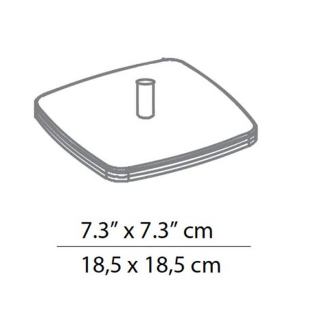 Luceplan Otto Watt Tischfuß 18 x 18cm Skizze mit Abmessungen 18,5 x 18,5 cm