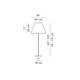 Maßzeichnung der Luceplan Stehlampe Costanza mit Sensor-Dimmer, Höhe verstellbar von 76 bis 110 cm.
