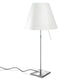 Luceplan Stehlampe Costanza mit Sensor-Dimmer, elegantes Design in Chrom und konischem Schirm.