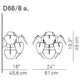 Technische Zeichnung der Luceplan Wandleuchte Hope Ø 61cm mit Abmessungen und Designmerkmalen.