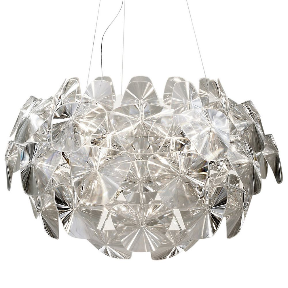 Luceplan XL Hängelampe Hope Ø 110cm transparent, dekorative Pendelleuchte mit transparenten Fresnel-Linsen.
