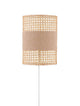 Lum Wandleuchte Natur aus Rattan und Leinen, moderne und natürliche Lichtquelle für jeden Raum.