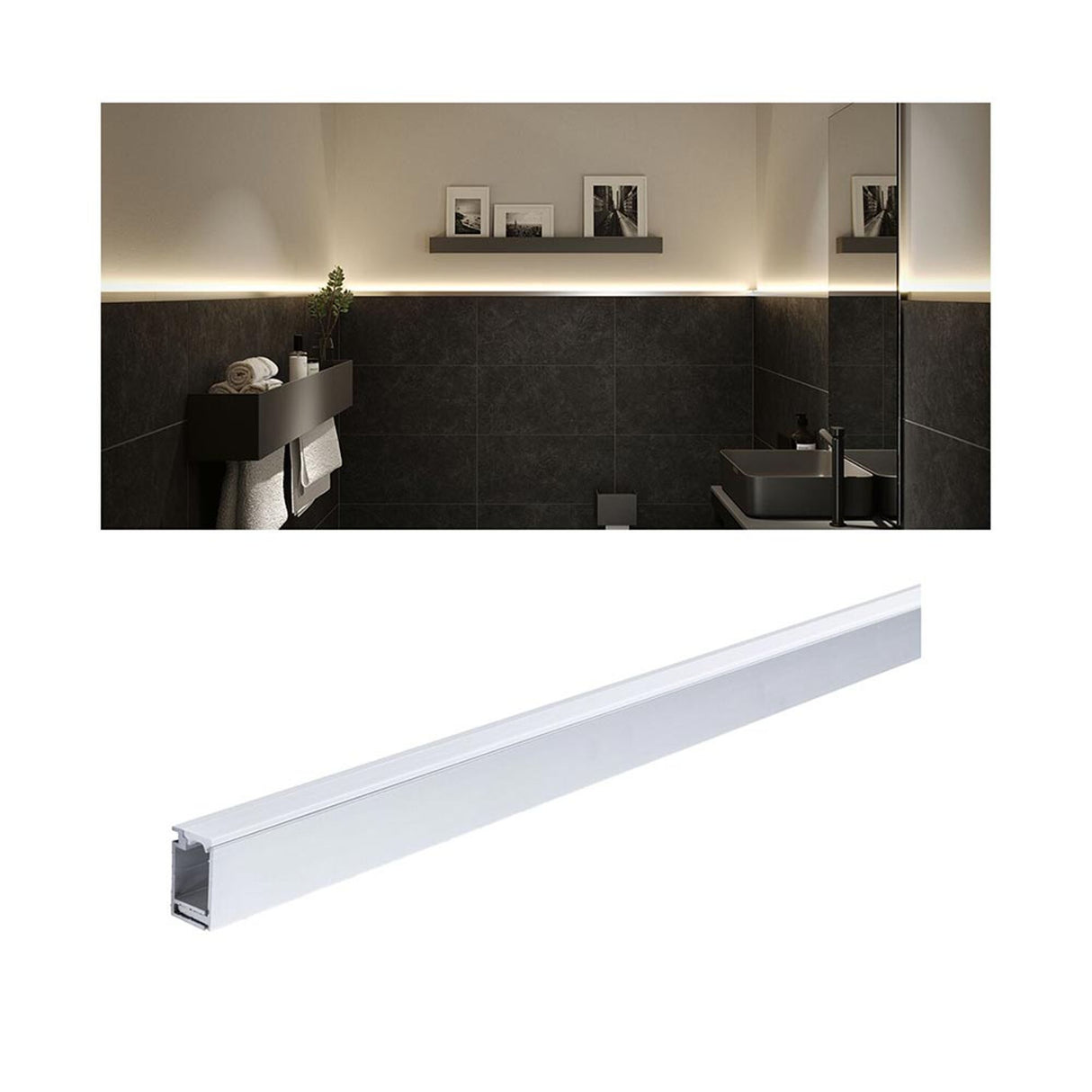 LumiTiles LED Strip 2m Aufbauprofil Top Alu-Eloxiert, Satin
