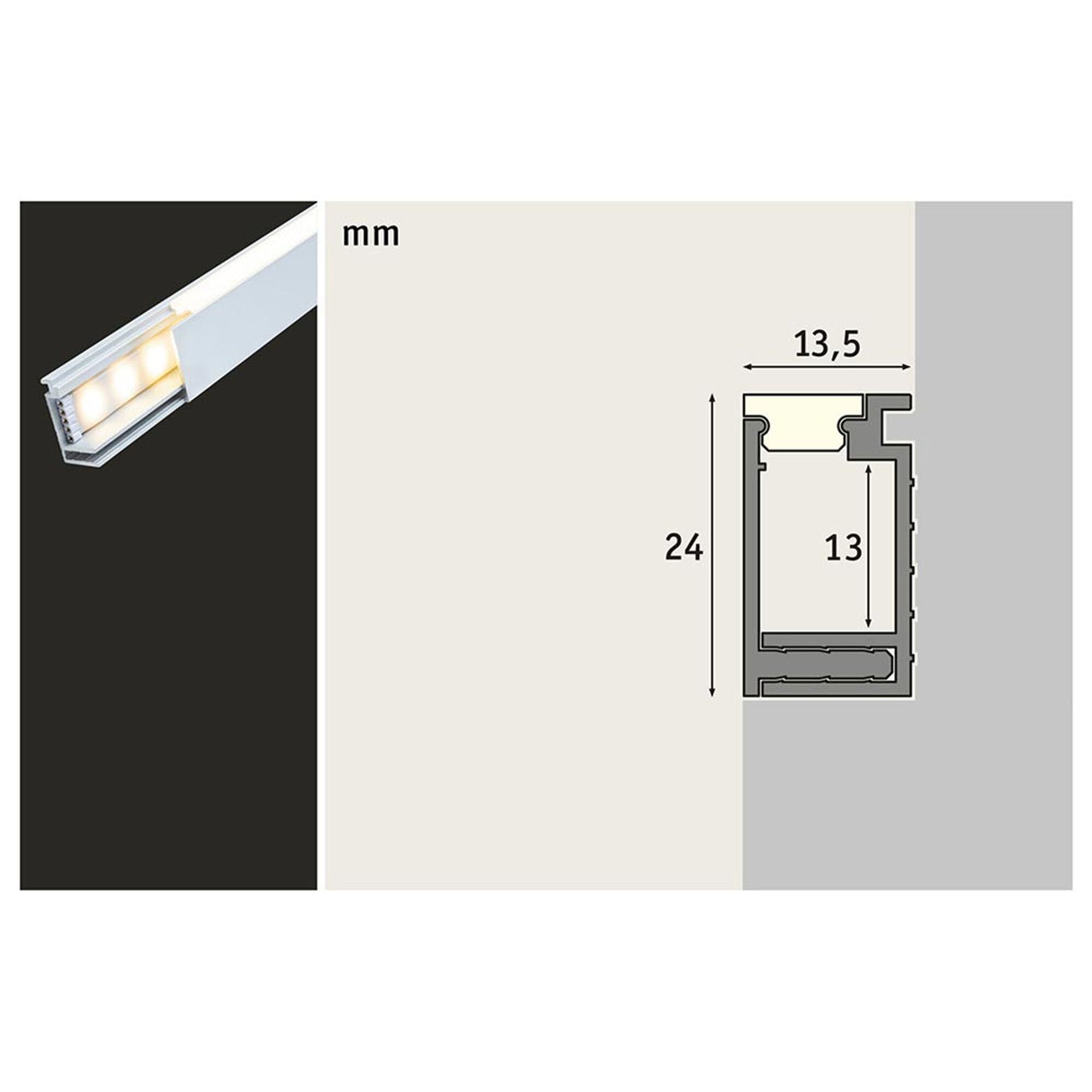 LumiTiles LED Strip 2m Aufbauprofil Top Alu-Eloxiert, Satin