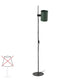 Lupe Stehlampe 150cm Schwarz ohne Schirm mit grünem Lampenschirmhalter und schwarzem Fuß.