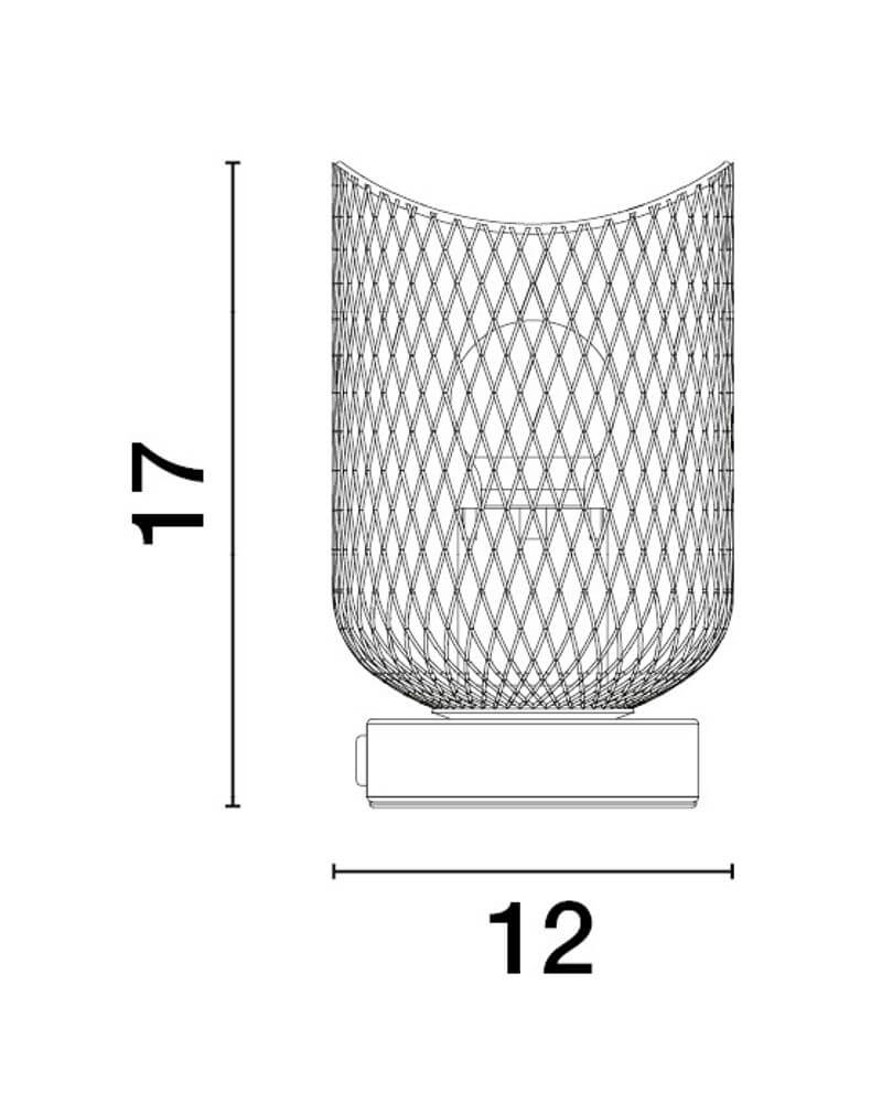 Lyron Tischleuchte E27 Ø 12cm technische Zeichnung mit Maßen 12 cm Durchmesser und 17 cm Höhe