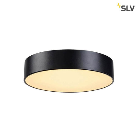 Medo 40 LED Deckenleuchte Schwarz 1-10V 3000K mit elegantem, runden Design und warmem Licht.