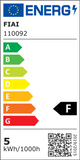 Energieeffizienzlabel für MR16 LED Leuchtmittel 5W warmweiß dimmbar mit Energieklasse F und Verbrauchsinformationen.