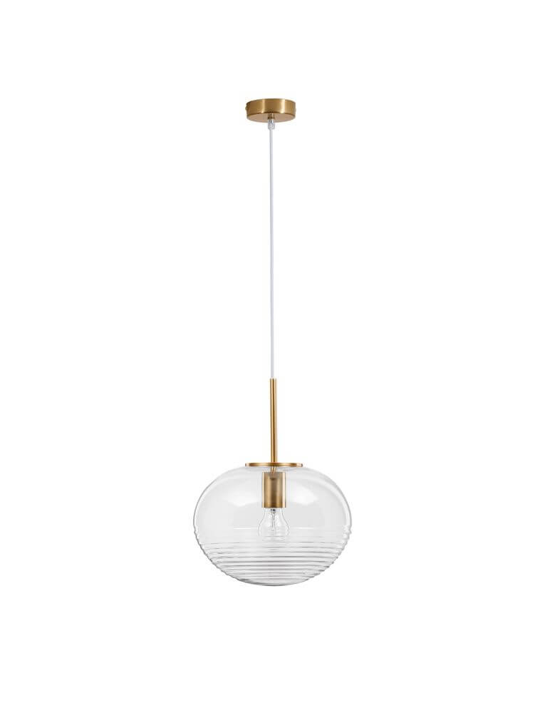 Maeve Pendelleuchte Ø 28cm Gold, Transparent - moderne Hängelampe aus Glas und Aluminium.