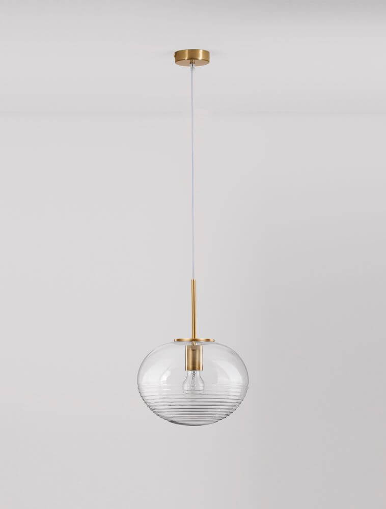 Maeve Pendelleuchte Ø 28cm Gold, Transparent - elegante Hängelampe mit Glas und Aluminium.