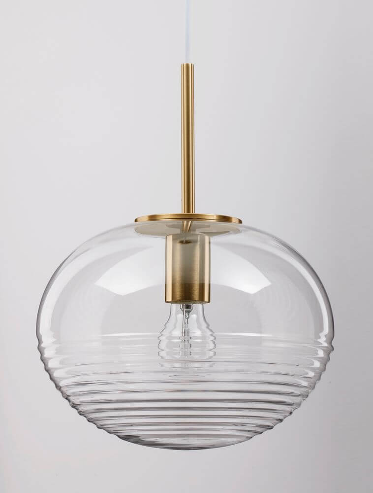 Maeve Pendelleuchte Ø 28cm Gold, Transparent aus Glas und Aluminium, modernes Design für Ihr Interieur.