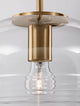 Maeve Pendelleuchte Ø 28cm Gold, Transparent Detailaufnahme der Aufhängung und Glaskörper.