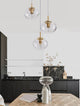 Maeve Pendelleuchte 3-flammig Ø 30cm Gold, Transparent in modernem Küchendesign