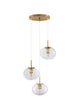 Maeve Pendelleuchte 3-flammig Ø 30cm Gold, Transparent - elegante Hängelampe mit drei Glaskugeln in Gold.