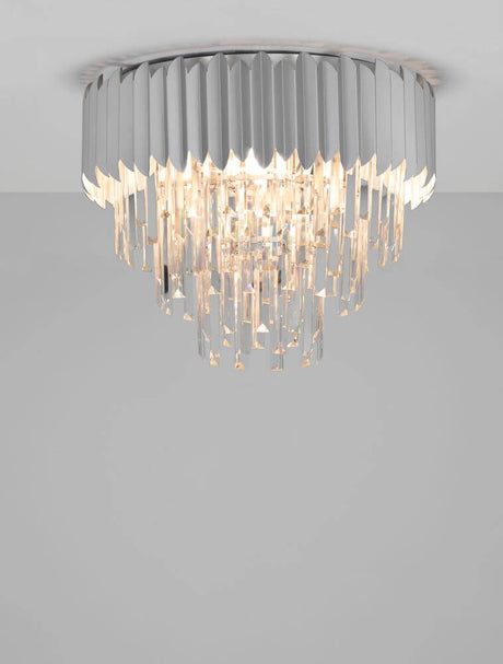 Magnolia plafonnier prismatique 6 lumières Ø 50 cm avec d'élégants prismes en cristal et un luxueux cadre doré.