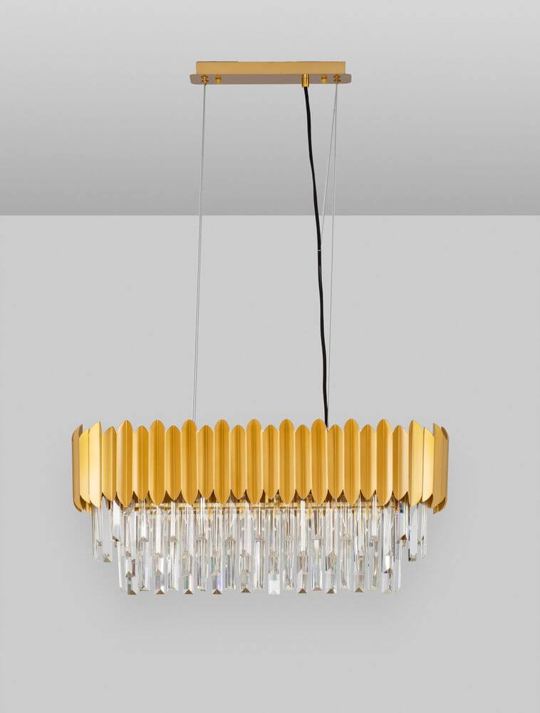 Magnolia Pendelleuchte 5-flammig Stadion mit kristalliner Eleganz und modern-minimalistischem Design.