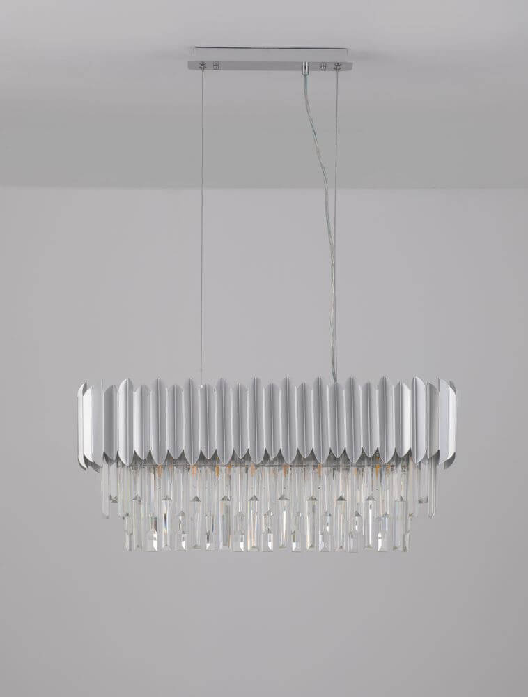 Magnolia Pendelleuchte 5-flammig Stadion mit elegantem Kristalldesign und Chromrahmen.