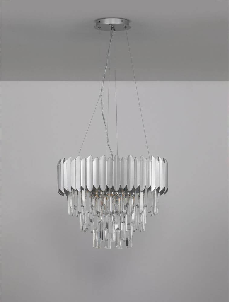 MAGNOLIA Pendelleuchte Prismatisch 6-flammig Ø 50cm mit edlem, facettiertem Kristall-Design.