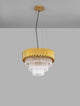 Magnolia Pendelleuchte Zylindrisch 6-flammig Ø 50cm Gold mit goldfarbenem Aluminiumrahmen und Kristallstäben