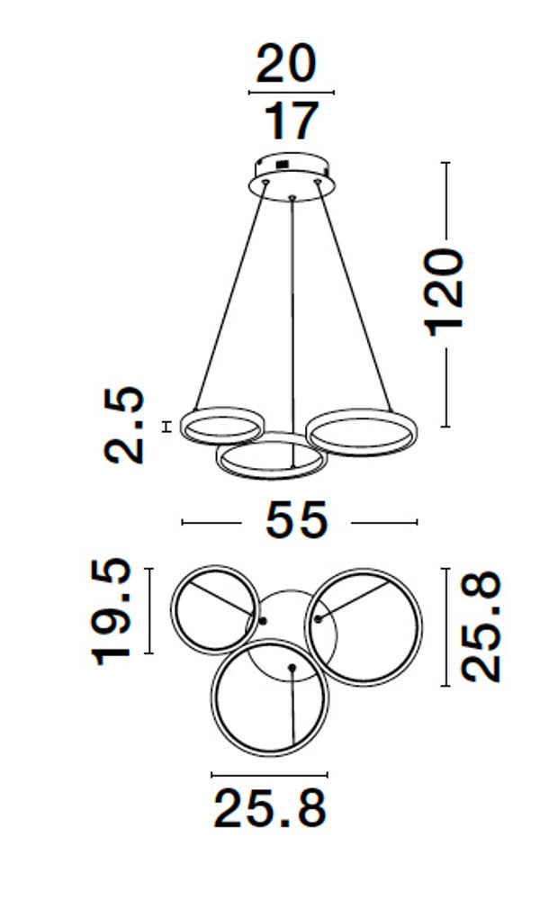 Magnus LED hanger lamp 3-flame 3000K