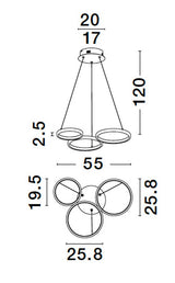 Magnus LED hanger lamp 3-flame 3000K