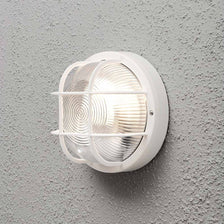 Mantova candeeiro de parede e de teto para exterior Branco instalado numa parede cinzenta, iluminação exterior moderna.