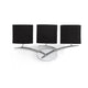 3-flammige Wandlampe Eve mit runder Form, schwarzem Textil und Metallgestell.