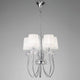 6-flammige Pendelleuchte Loewe schmal mit runder Form aus Metall und Glas, ideal für moderne Wohnräume.