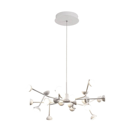 Adn LED-Pendelleuchte Medium in modernem Design mit runder Form und weißen Lampenschirmen.
