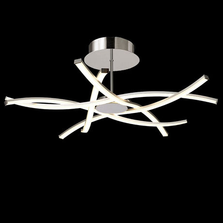 Aire LED-Deckenlampe geschwungen + Dimmbar in modernem Design mit silberner und chromfarbener Ausführung.